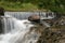 Pretty waterfall on rock stones