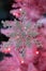 Pretty white snowflake and pink holiday tree