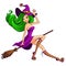 Pretty witch flying on the broom