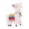 Pretty Wolly Llama or Alpaca Wearing Knitted Blanket with Tassel Walking Vector Illustration