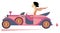 Pretty woman drives car illustration