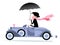 Pretty woman drives car illustration