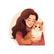 Pretty woman hug her cat Loving domestic pets and cat. Vector illustration design