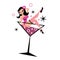 Pretty woman in martini glass