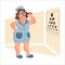 Pretty woman ophthalmologist in hospital uniform behind the vision test chart.