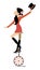 Pretty woman rides on the unicycle illustration
