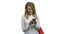 Pretty woman texting message on smartphone