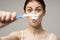 pretty woman toothbrush hygiene oral care studio