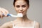 pretty woman toothbrush hygiene oral care studio