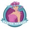 Pretty woman wearing Easter bonnet parade icon