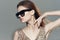 pretty woman wearing sunglasses fashion glamor shiny dress luxury