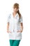 Pretty women doctor in medical gown