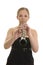 Pretty young woman playing Oboe