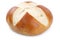 Pretzel bread roll for breakfast isolated