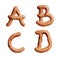 Pretzel capital letter alphabet - letters A-D