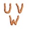 Pretzel capital letter alphabet - letters U-W