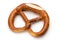 Pretzel isolated on white. Fresh fragrant brezel top view.