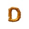 Pretzel Letter D Isolated On White Background Macro Shot