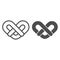 Pretzel line and solid icon. Traditional german soft bun symbol, outline style pictogram on white background. Bakery