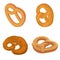 Pretzel oktoberfest icons set, isometric style