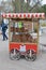 Pretzel vendor, traditional mobile tray with pretzel in a main street in Istanbul
