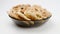 Pretzels, drying and cookies in a plate. Rotation.