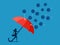 Prevent chaos problems. Businesswoman with umbrella protects from chaotic attacks