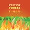 Prevent forest fires flat color vector poster concept