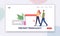 Prevent Pregnancy Landing Page Template. Happy Couple Characters Hold Hands Walk near Huge Calendar, Contraceptive