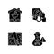 Preventing house hazards black glyph icons set on white space