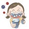 Prevention of colds and influenza - gargle - girl