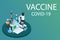 Prevention concept.Vaccination prevent pandemic of coronavirus or COVID-19.isometric vector illustration.