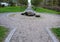 Prevention of vehicles entering the pedestrian zone, cycle path in winter. placing a large boulder in the middle of the road, ston