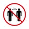 Preventive Flu Virus Protection People Black Silhouette Icon. Keep Person Distance in Public Meeting Red Stop Symbol