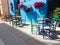 Preveza city coffee shop in spring time Greece