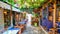 preveza greece alleys in seitan pazar area restaurants chairs tables