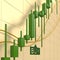Price chart in the bull market. Uptrend with green candles. Exchange trading. 3D render