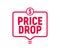 Price drop icon, lower cost reduction. Loss market sale concept, discount sign