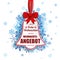 Price Sticker Bell Red Ribbon Blue Snowflakes Weihnachtsangebot