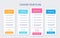 Price table comparison layout with 4 columns. Vector illustration