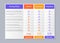 Price table comparison template with 3 columns. Vector illustration