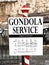 Price table of gondola service in Venice in Italy
