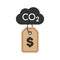 Price tag attached to a CO2 cloud. Carbon dioxide cost idea.
