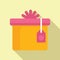 Price tag gift box icon flat vector. Parcel festivity