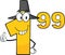 Price Tag Number 1.99 With Pilgrim Hat Cartoon Character Giving A Thumb Up