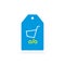 Price tag Shopping cart With Percentage icon, Vector Sale symbol, Discount logo. Shopping trolley with wheels as percent sign