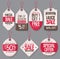 Price tags template vector set. Paper sale tags in white color with mega sale discount text