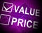 Price Vs Value Graph Comparing Cost Outlay Against Financial Worth - 3d Illustration