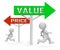 Price Vs Value Signs Comparing Cost Outlay Against Financial Worth - 3d Illustration