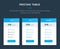 Pricing table template with three plan type in blue color on dark background